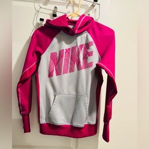 Nike Therma-Fit women's pullover hoodie in gray and fuchsia pink- sm
